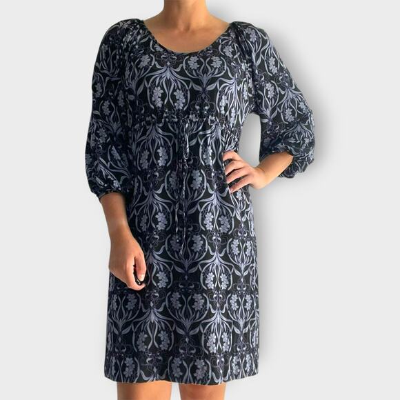Soma Dress A Line 3/4 Sleeves Blue Drawstring Floral Causal Lounge Size Medium - Picture 8 of 8